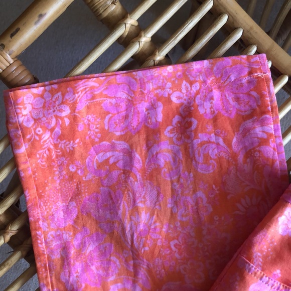 Zara cotton/linen summer lightweight floral pants. 4 pocket zipBright fun floral - Picture 7 of 12